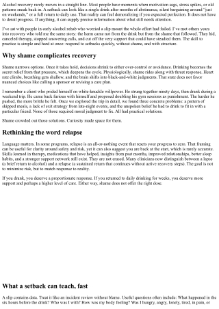Alcohol Rehab: Handling Setbacks Without Shame