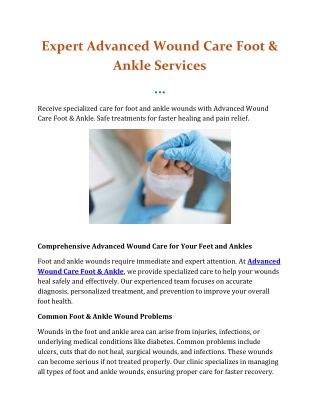 Advanced Wound Care Foot & Ankle