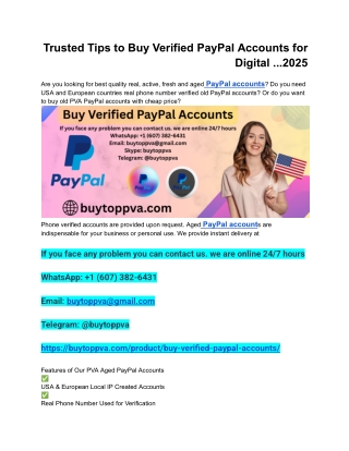 Trusted Tips to Buy Verified PayPal Accounts for Digital