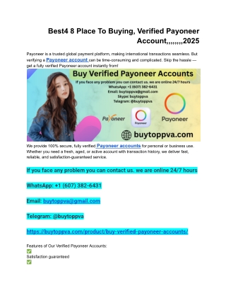 Best4 8 Place To Buying, Verified Payoneer Account,,,,,,,,2025