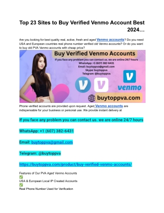 Top 23 Sites to Buy Verified Venmo Account Best 2024…