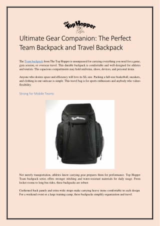 Ultimate Gear Companion The Perfect Team Backpack and Travel Backpack