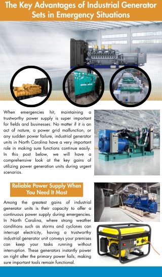 The Key Advantages of Industrial Generator Sets in Emergency Situations