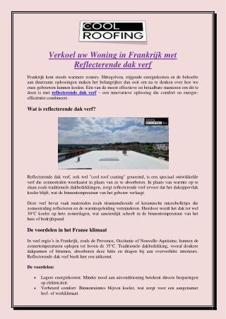Verkoel uw Woning in Frankrijk met Reflecterende dak verf
