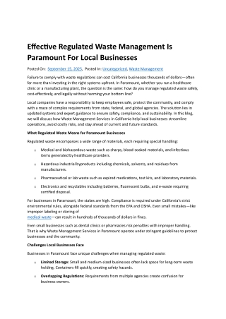 Regulated Waste Management Is Paramount