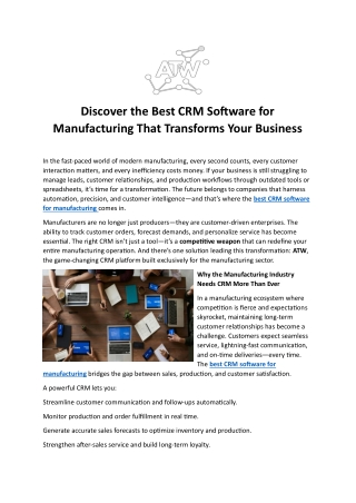 Discover the Best CRM Software for Manufacturing That Transforms Your Business