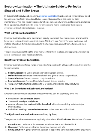 Eyebrow Lamination – The Ultimate Guide to Perfectly Shaped and Fuller Brows