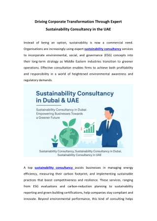 Driving Corporate Transformation Through Expert Sustainability Consultancy