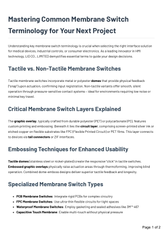 Mastering Common Membrane Switch Terminology for Your Next Project