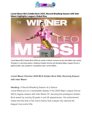 Lionel Messi MLS Golden Boot 2025_ Record-Breaking Season with Inter Miami Highlights League’s Global Rise