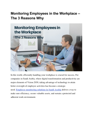 Monitoring Employees in the Workplace – The 3 Reasons Why