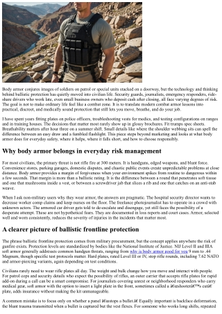 Beyond the Battlefield: The Benefits of Body Armor for Everyday Safety