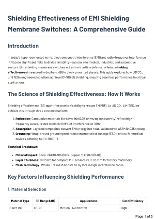 Shielding Effectiveness of EMI Shielding Membrane Switches- A Comprehensive Guide