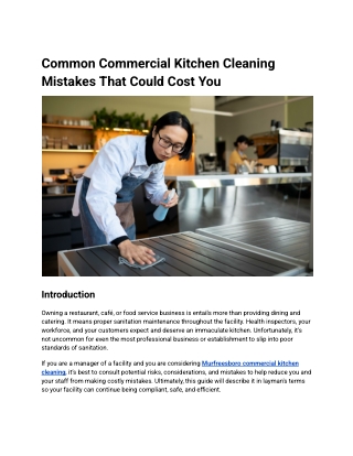 Common Commercial Kitchen Cleaning Mistakes That Could Cost You