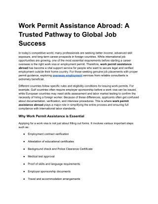 Work Permit Assistance Abroad – A Trusted Pathway to Global Job Success