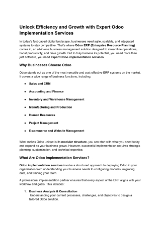Unlock Efficiency and Growth with Expert Odoo Implementation Services