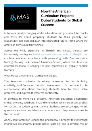 How the American Curriculum Prepares Dubai Students for Global Success