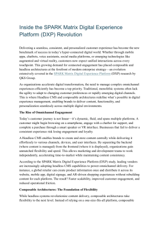 Inside the SPARK Matrix Digital Experience Platform (DXP) Revolution