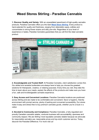 Weed Stores Stirling - Paradise Cannabis