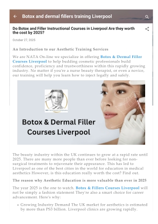 Do Botox and Filler Instructional Courses in Liverpool Are they worth the cost by 2025