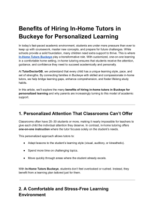 In-Home Tutors Buckeye