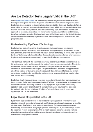 Are Lie Detector Tests Legally Valid