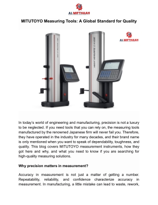 MITUTOYO Measuring Tools_ A Global Standard for Quality