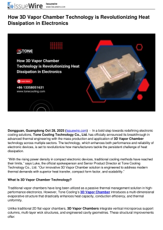 How 3D Vapor Chamber Technology Revolutionizes Heat Dissipation in Electronics