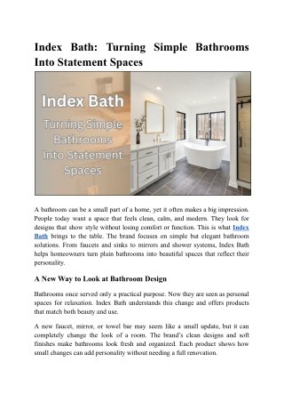 Index Bath Store—Your Source for Stylish Bathroom Improvements