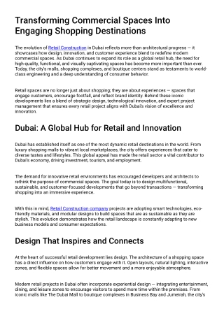Transforming Commercial Spaces Into Engaging Shopping Destinations