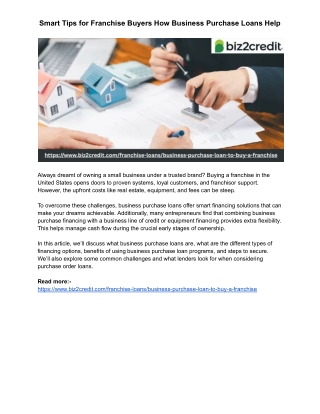 Smart Tips for Franchise Buyers How Business Purchase Loans Help