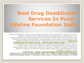 Trusted Drug Deaddiction Support In Pune - Lifeline Foundation India