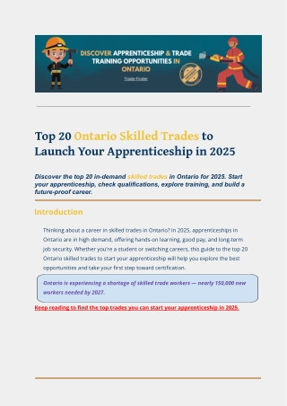Top 20 Ontario Skilled Trades to Launch Your Apprenticeship in 2025