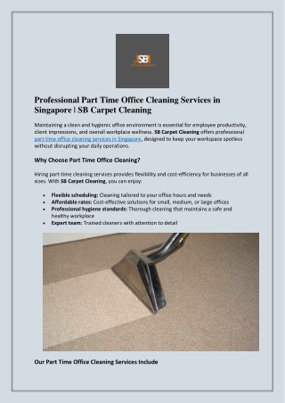 Professional Part Time Office Cleaning Services in Singapore