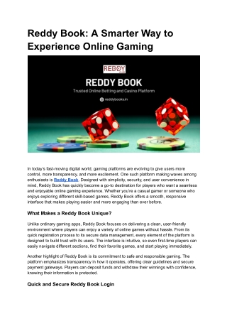 Reddy Book_ A Smarter Way to Experience Online Gamingdocument
