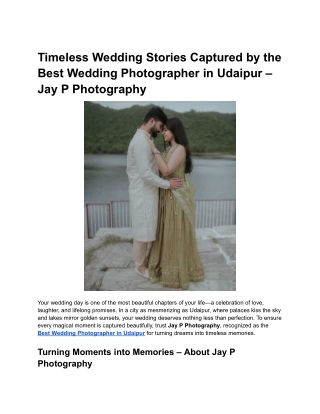 Capture Forever Moments with the Best Wedding Photographer in Udaipur