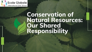 Conservation of Natural Resources Our Shared Responsibility