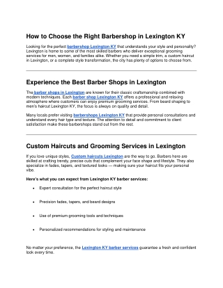 How to Choose the Right Barbershop in Lexington KY