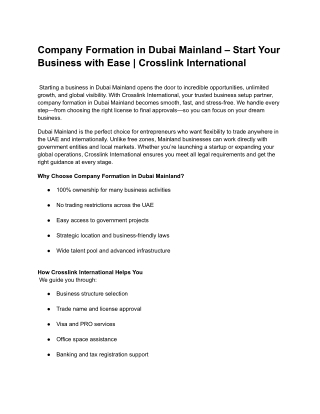 Company Formation in Dubai Mainland – Start Your Business with Ease _ Crosslink International
