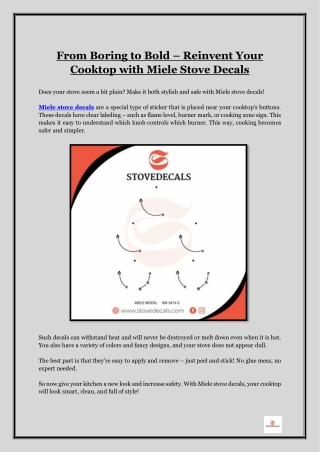 From Boring to Bold – Reinvent Your Cooktop with Miele Stove Decals