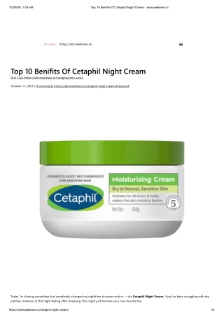 Top 10 Benifits Of Cetaphil Night Cream - skinnwellness.in