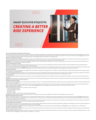 Smart Elevator Etiquette: Creating a Better Ride ExperienceYour paragraph text
