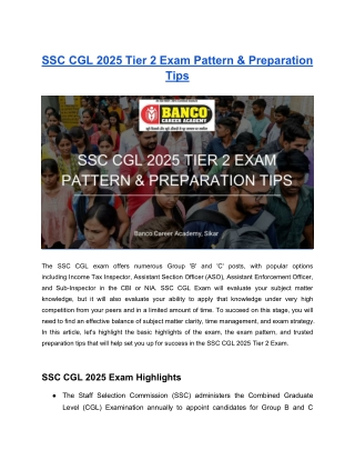 SSC CGL 2025 Tier 2 Exam Pattern and Preparation Tips