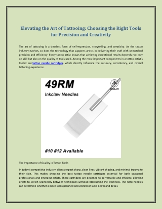Elevating the Art of Tattooing: Choosing the Right Tools for Precision and Creat