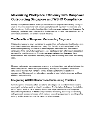 manpower outsourcing singapore & WSHO