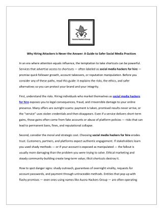 Why Hiring Attackers Is Never the Answer: A Guide to Safer Social Media Practice