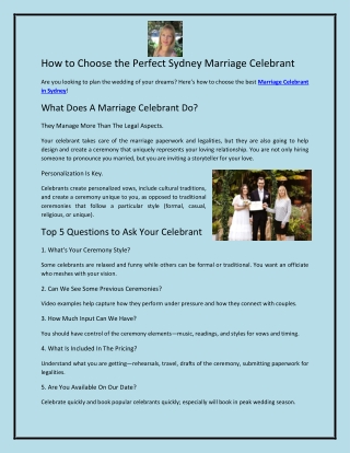 How to Choose the Perfect Sydney Marriage Celebrant