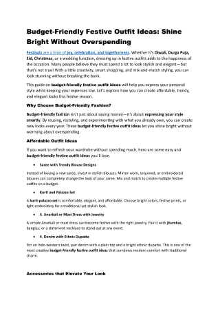 Budget-Friendly Festive Outfit Ideas