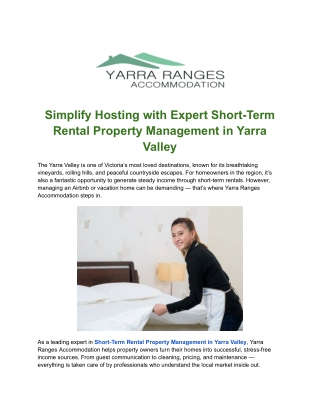 Expert Accommodation Management Services in Yarra Valley for Maximum Returns