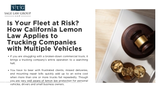 Is Your Fleet at Risk How California Lemon Law Applies to Trucking Companies with Multiple Vehicles